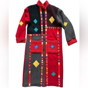 RARE Vintage 1980s Patchwork Wool Coat, S/M